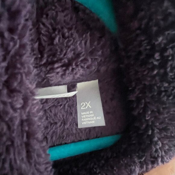 Zella Furry Fleece Funnel Neck Pullover In Purple Nebula - Size 2X - Picture 3 of 6